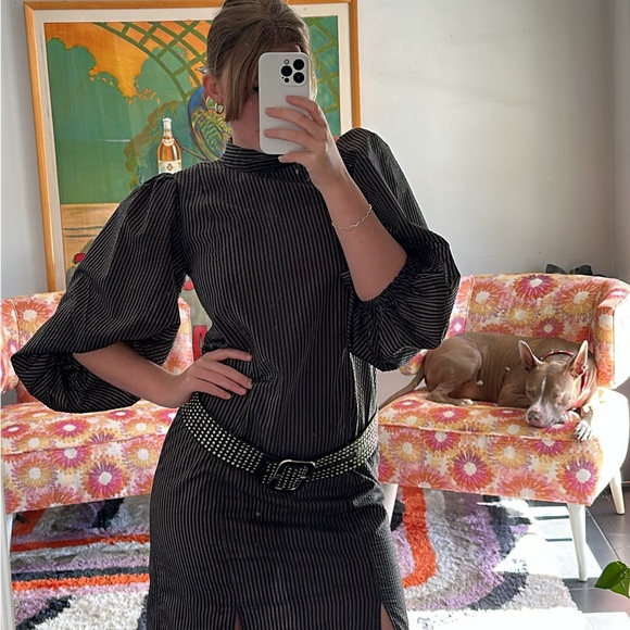 Ganni Dress | Ganni Balloon Sleeve Gingham Seersucker - Picture 1 of 3